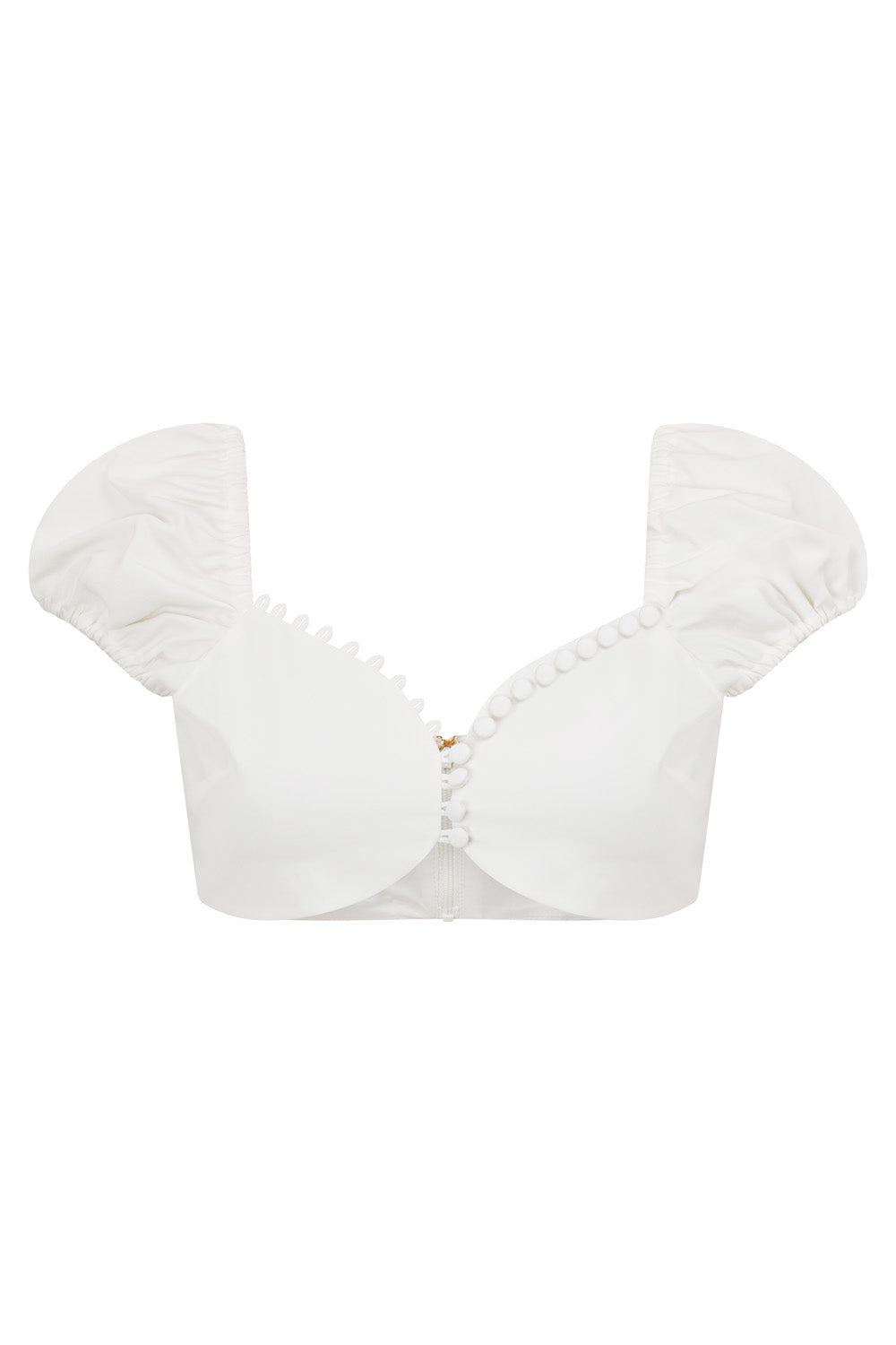 Exquisite White Cato Buttoned Cropped Top for Bridal Events