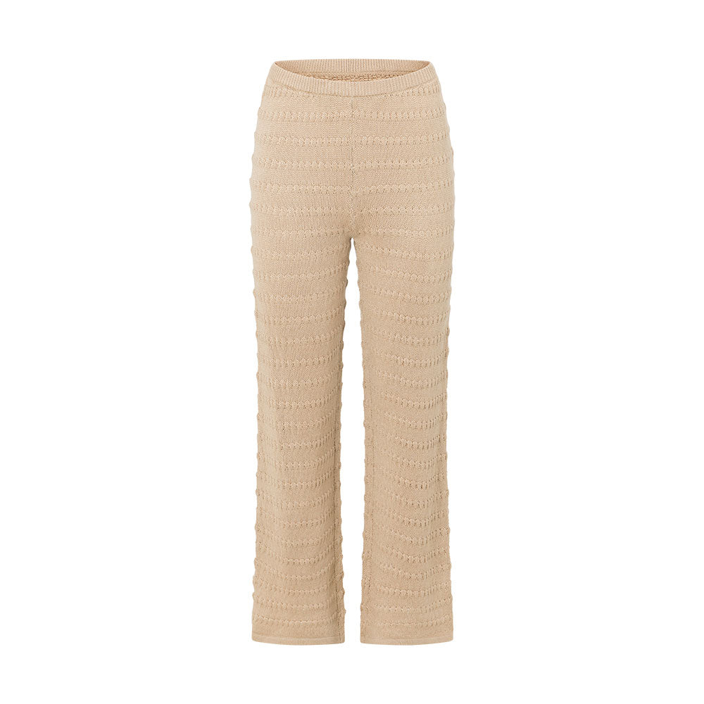 Ari Toffee High - Waisted Wide - Leg Knitted Pants