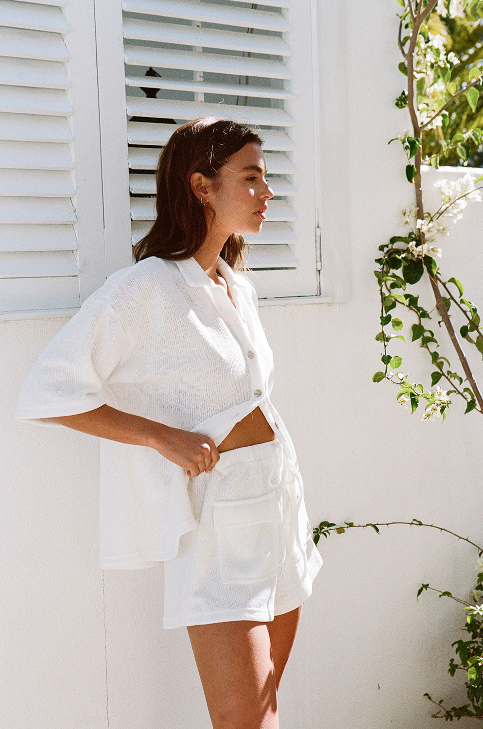 Chic White Knitted Kase Top for Vacation Look