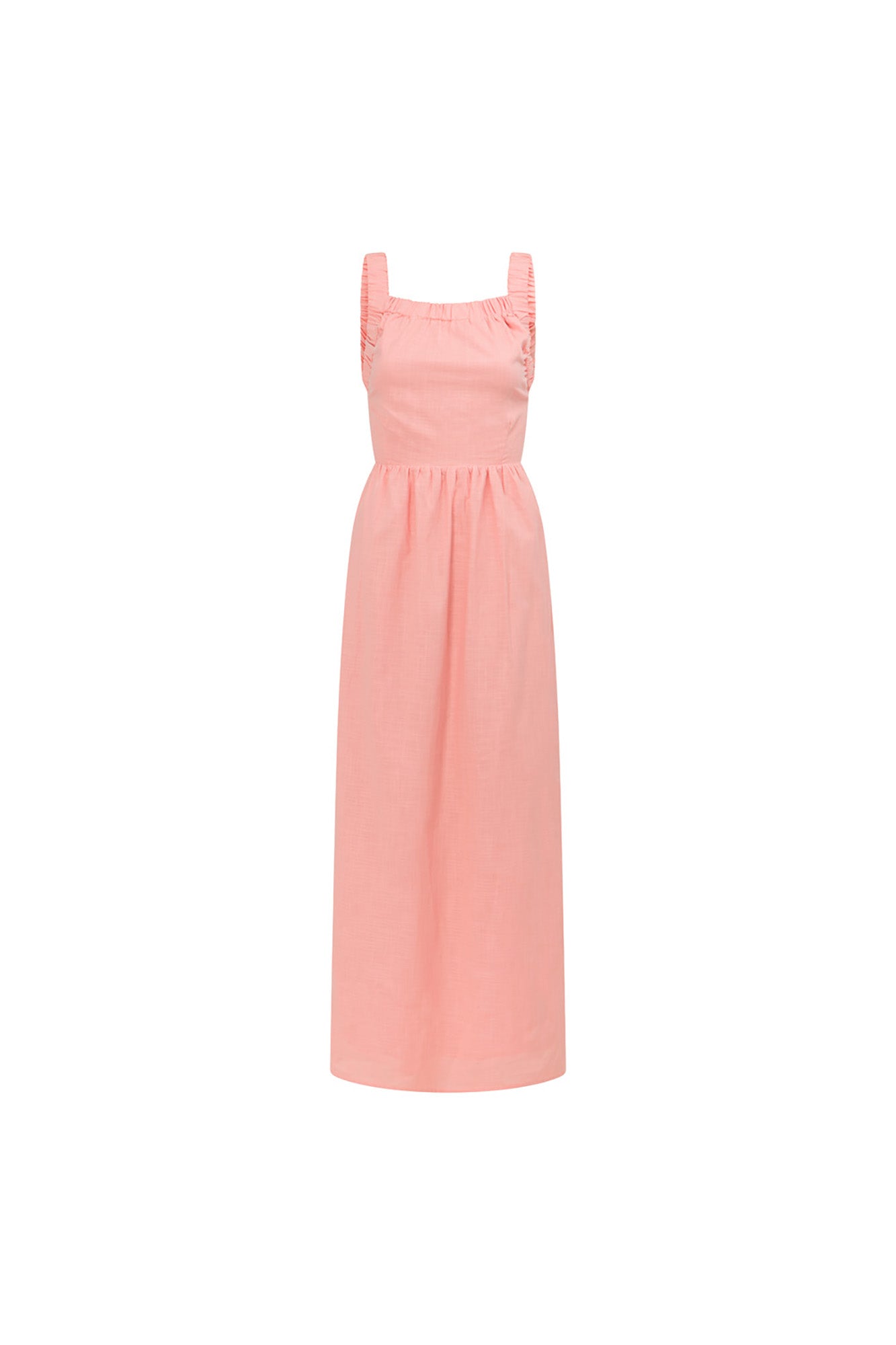 Feminine Pink High - Quality Cotton Backless Midi Dress Named Sondra