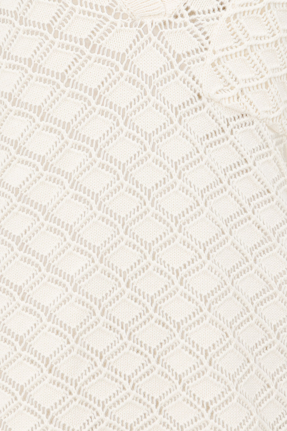 Sabo's Exclusively Designed Cosy Light Cream Jaimie Cotton Pointelle Knit Top