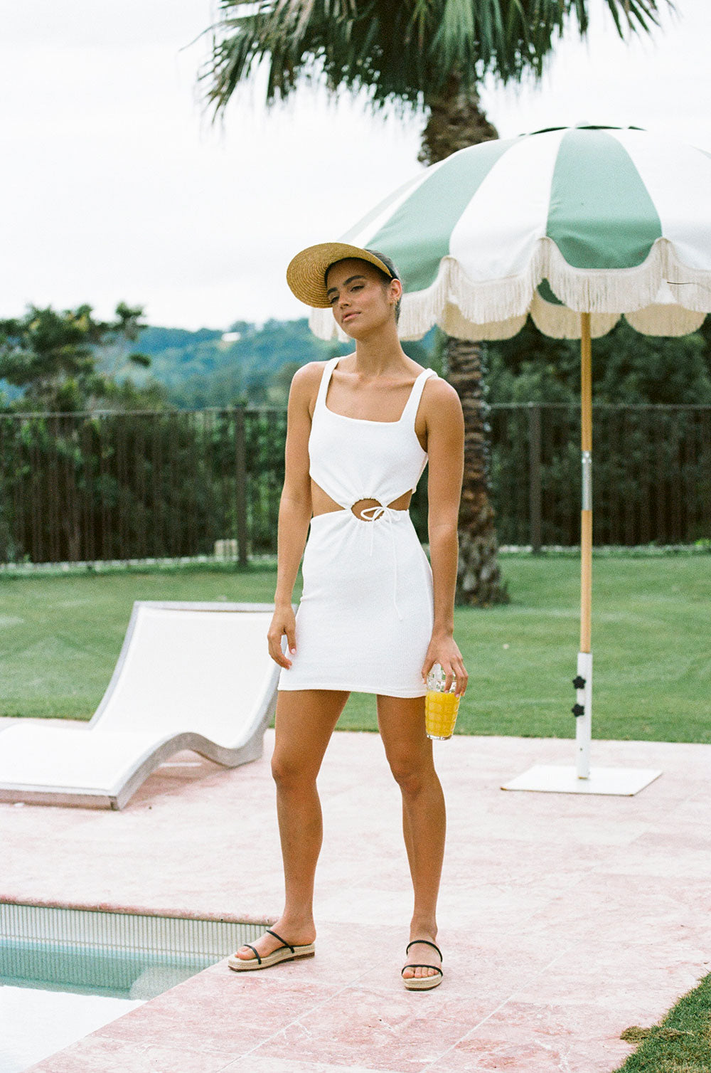 Exclusively Designed Off-White Woven Casa Cutout Fitted Dress