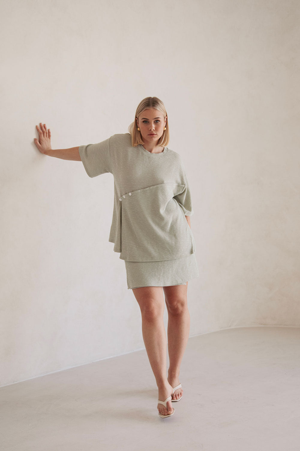 Sage Green Soft Ribbed Anya Women's Top