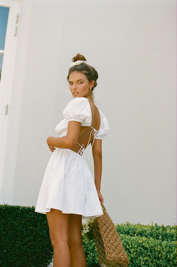 Elegant Women's White Yasmin Cotton Dress for Chic Look