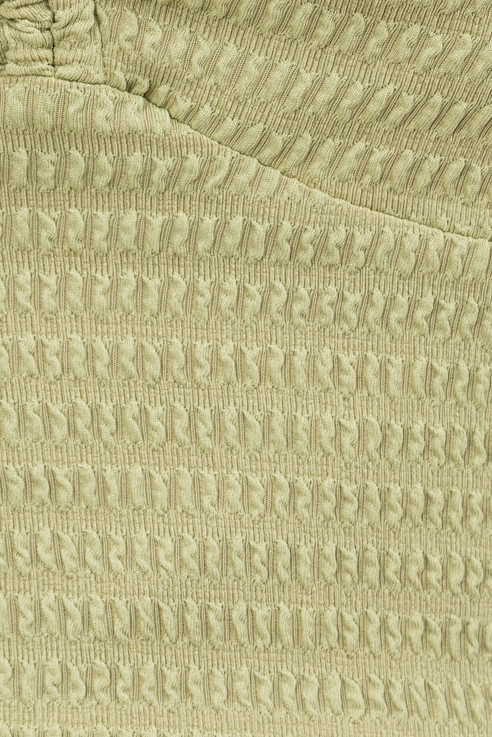 Creamy Khaki Textured Stretch Tanami Cropped Top with Unique Details