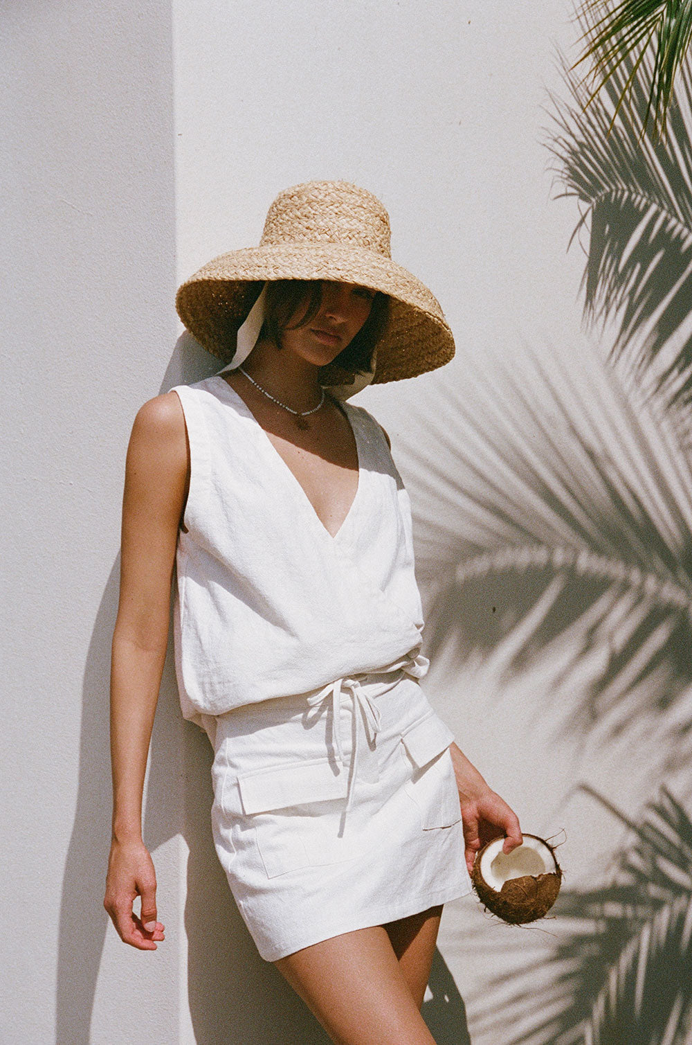 Elegant White Nicola Top Made from Natural Ramie Cotton Blend