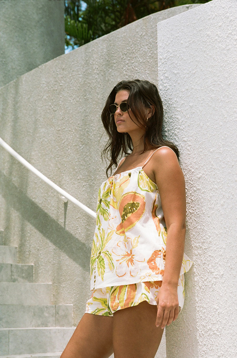 Sabo's Exclusive Seaview Peachy Print High - Quality Linen Cotton Blend Jetta Shorts