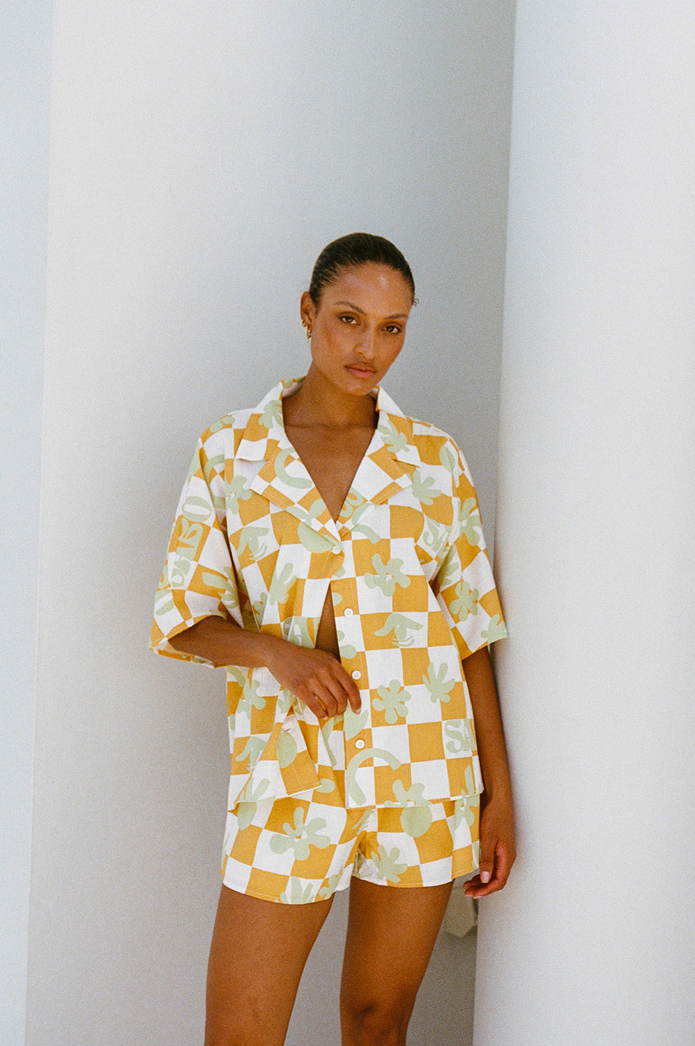 Sabo Exclusive Checkerboard Print Relaxed Seona Top