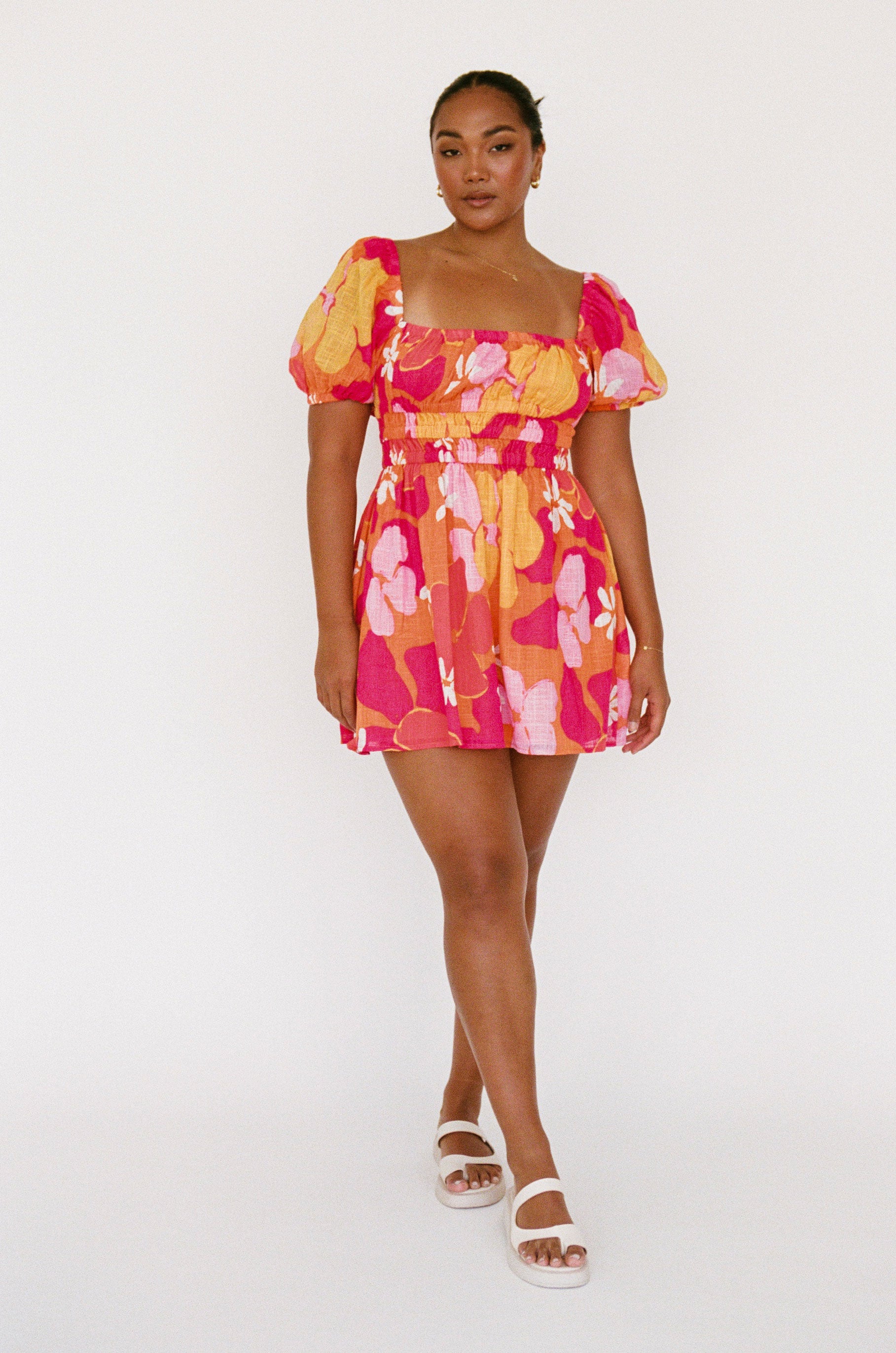 Amiyah Women's Babydoll Vacation Dress with Remi Sunset Print