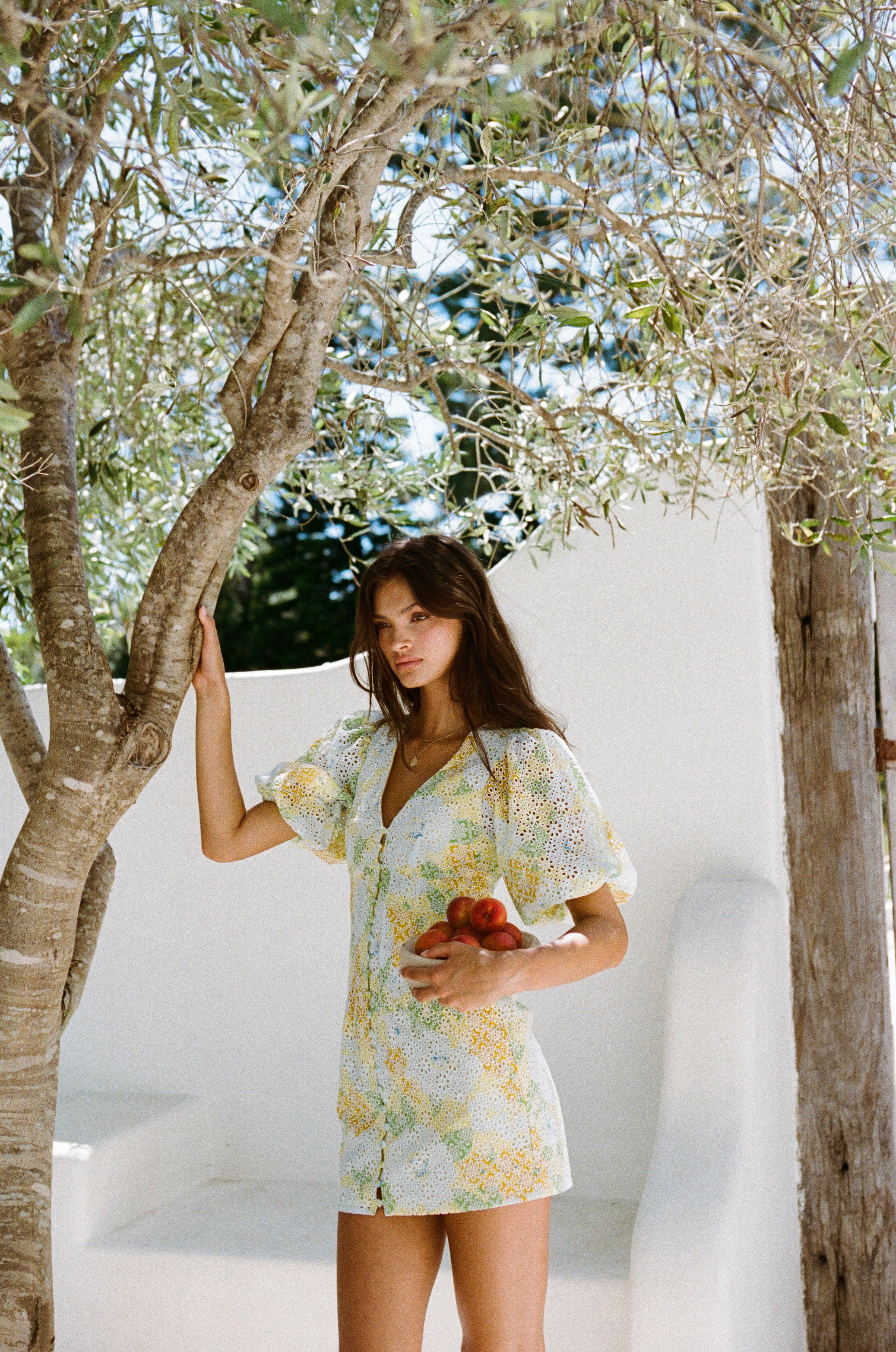 Exquisite Rexa Tropical Anemone Print Cotton Puff Dress