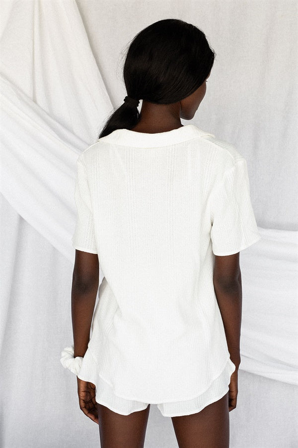 Super Comfy Light Cream Waffle-textured Siesta PJ Shorts