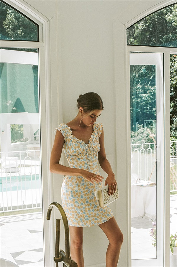 Exquisite Women's Kylie Dress with Buttercup Floral Print