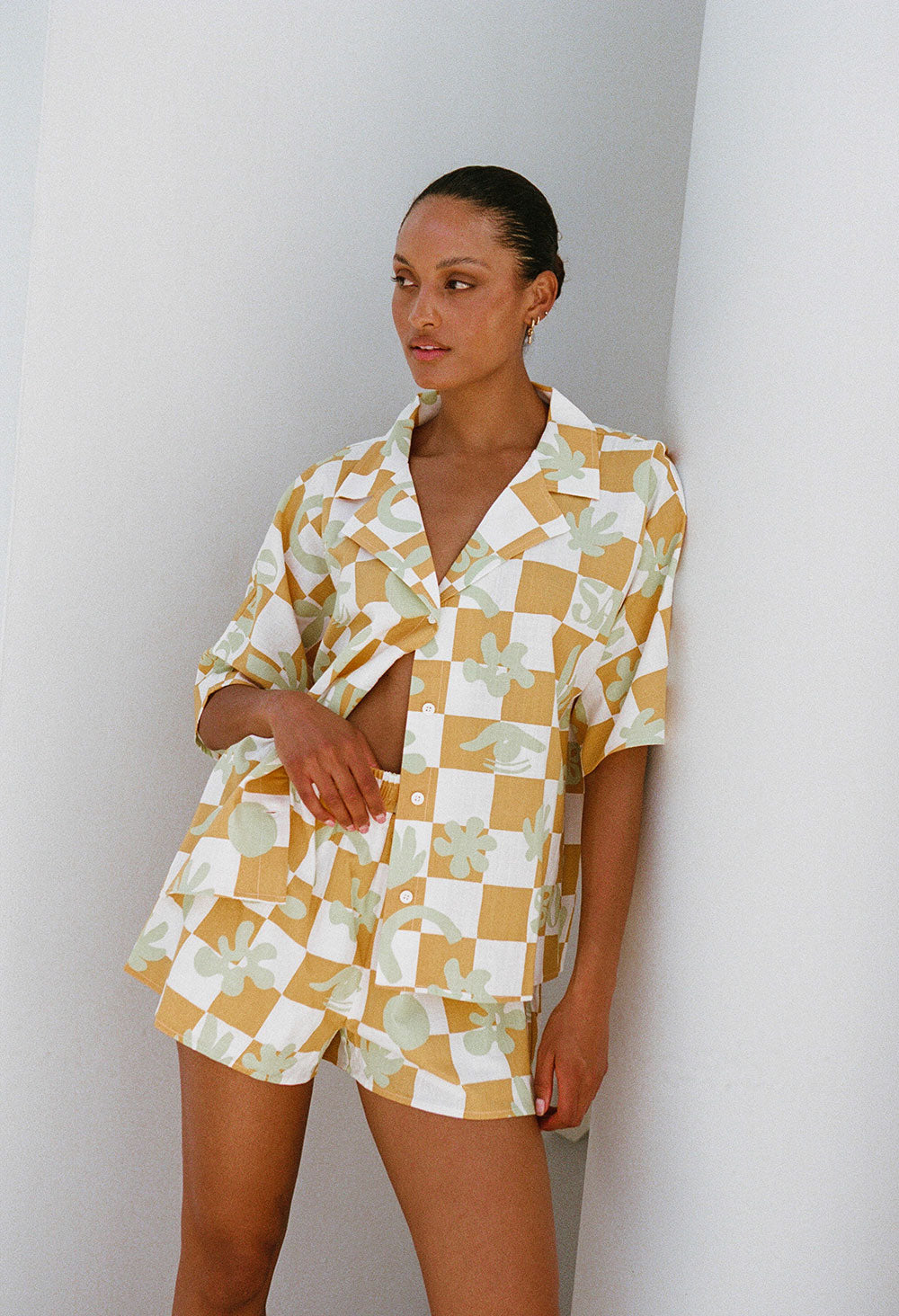 Sabo Exclusive Checkerboard Print Relaxed Seona Top