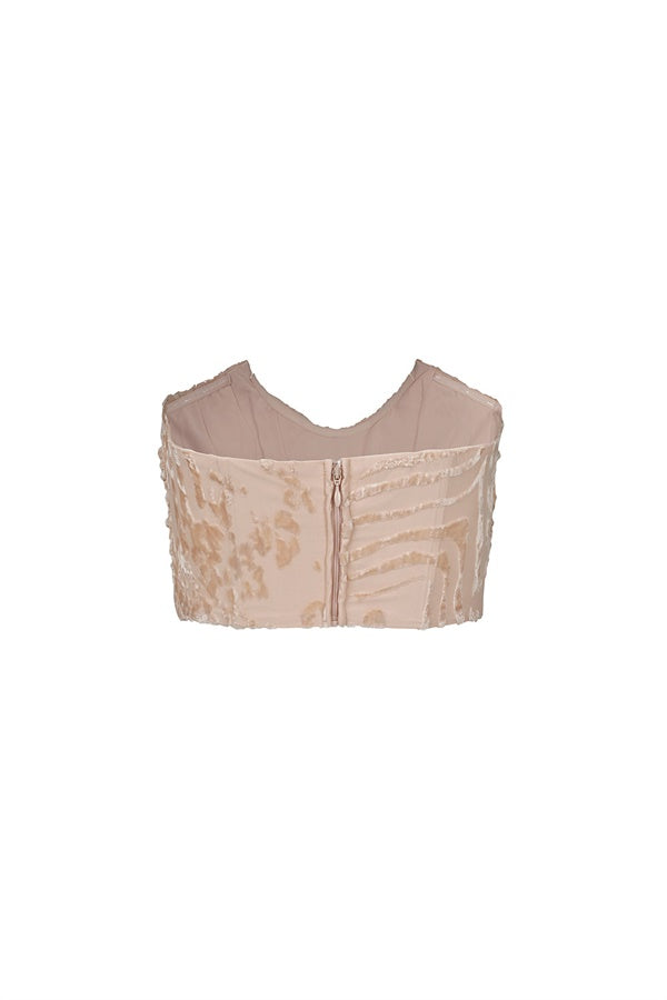 Tan Hue Exclusive Animal Burnout Fabric Strapless Mardi Drape Top