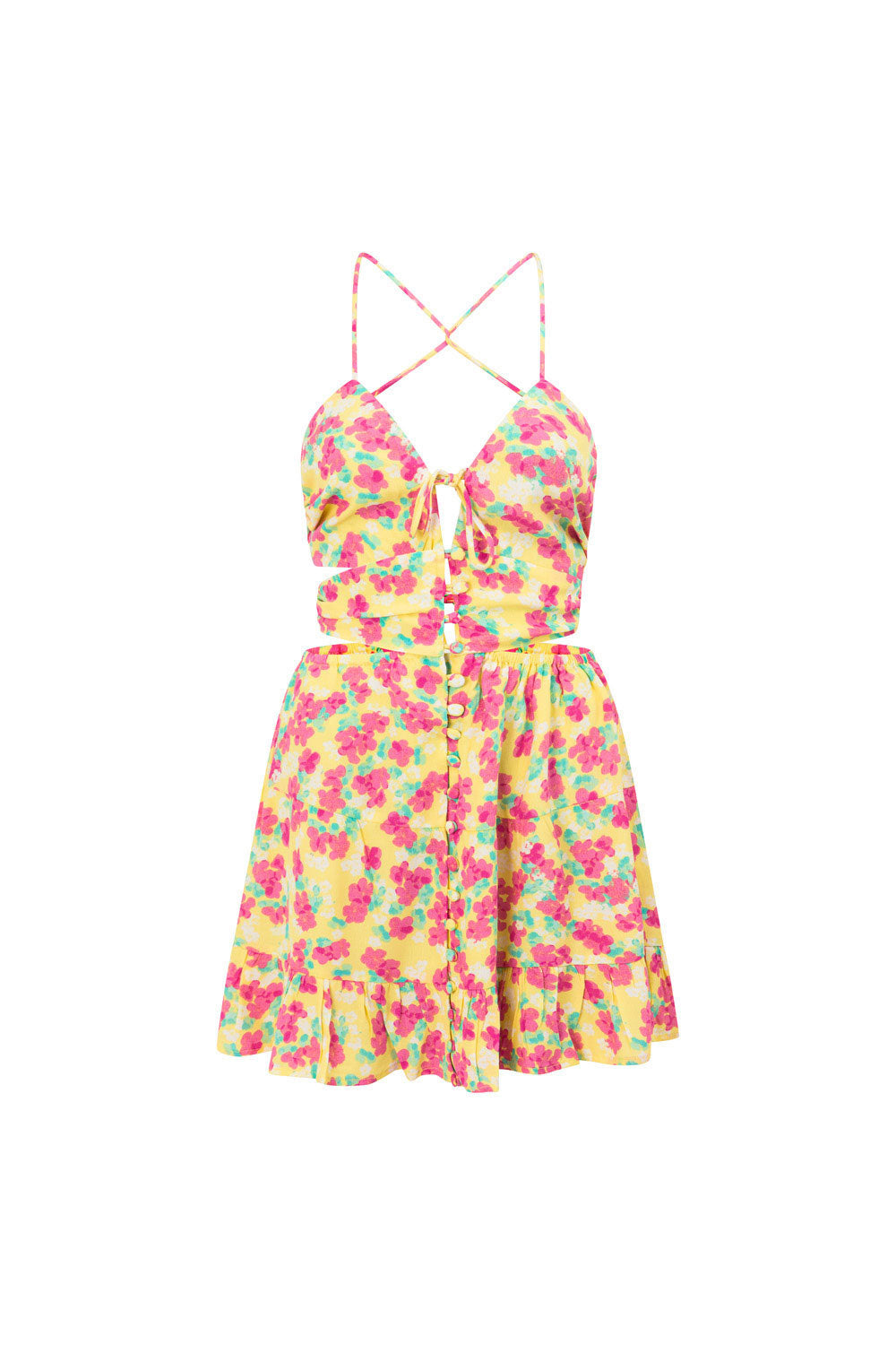 Party-Ready Backless Cecily Evening Dress with Exclusive Floral Print