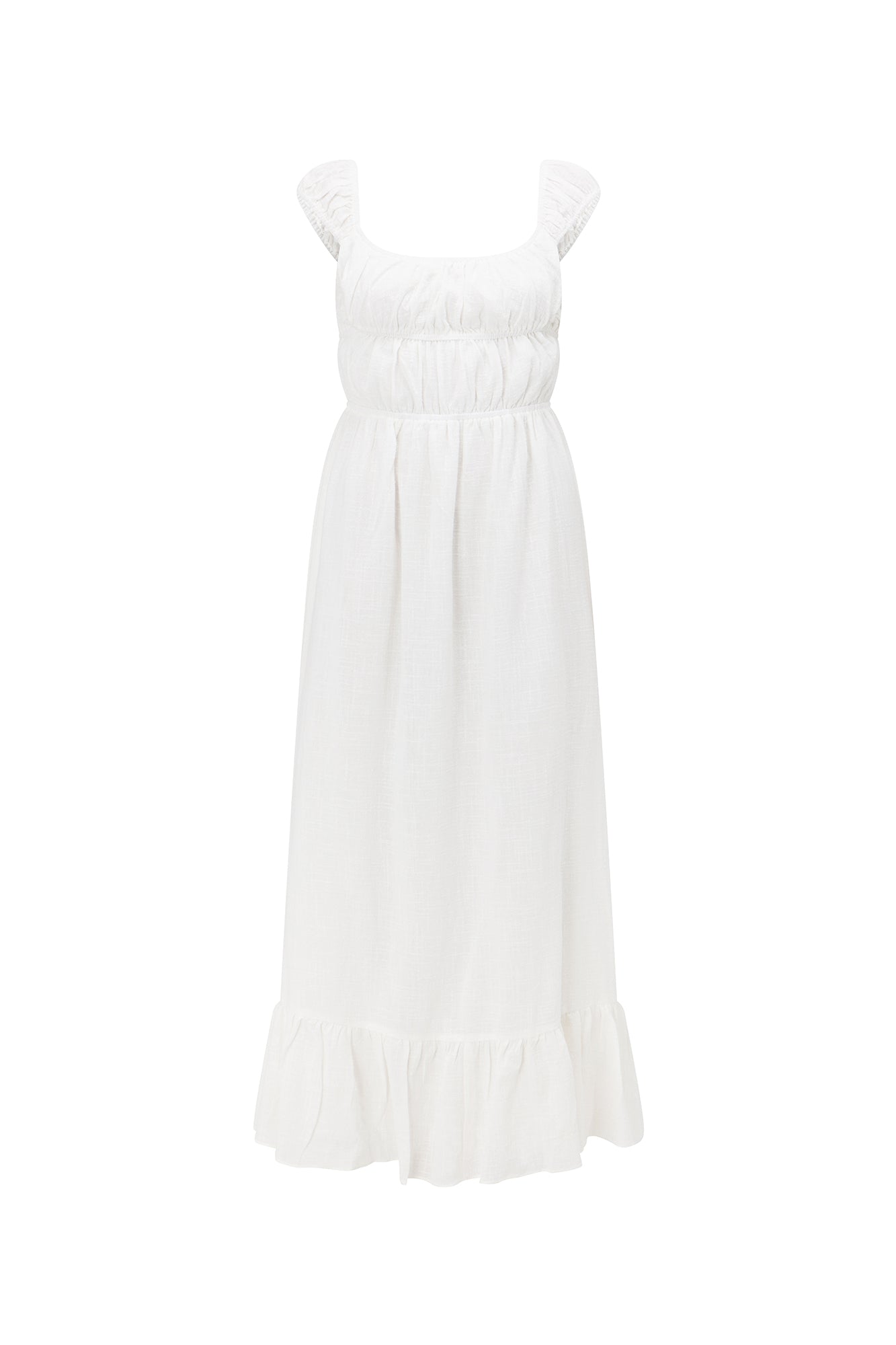 Stylish Fabi Off-White Cotton Midi Dress for Women