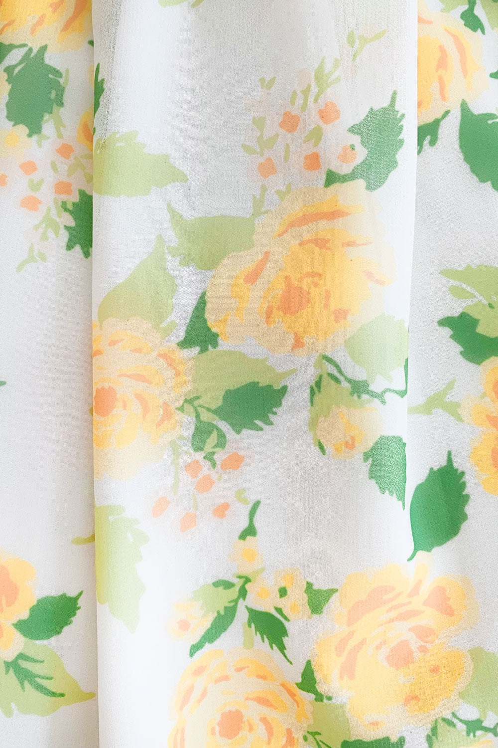 Exquisite Dusty Lemon Floral Inez Cutout Chiffon Dress