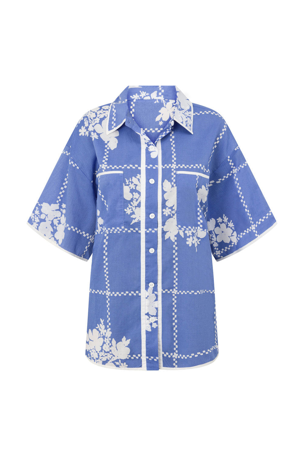 Amira Women's Fashionable Checkered Floral Top