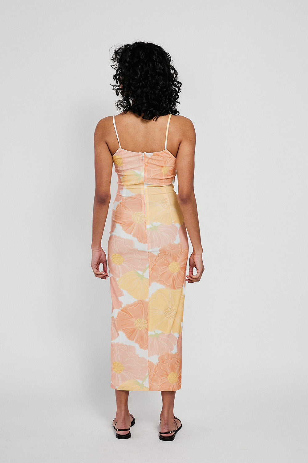 Exquisite Poppy Print Khaleesi Fitted Midi Dress