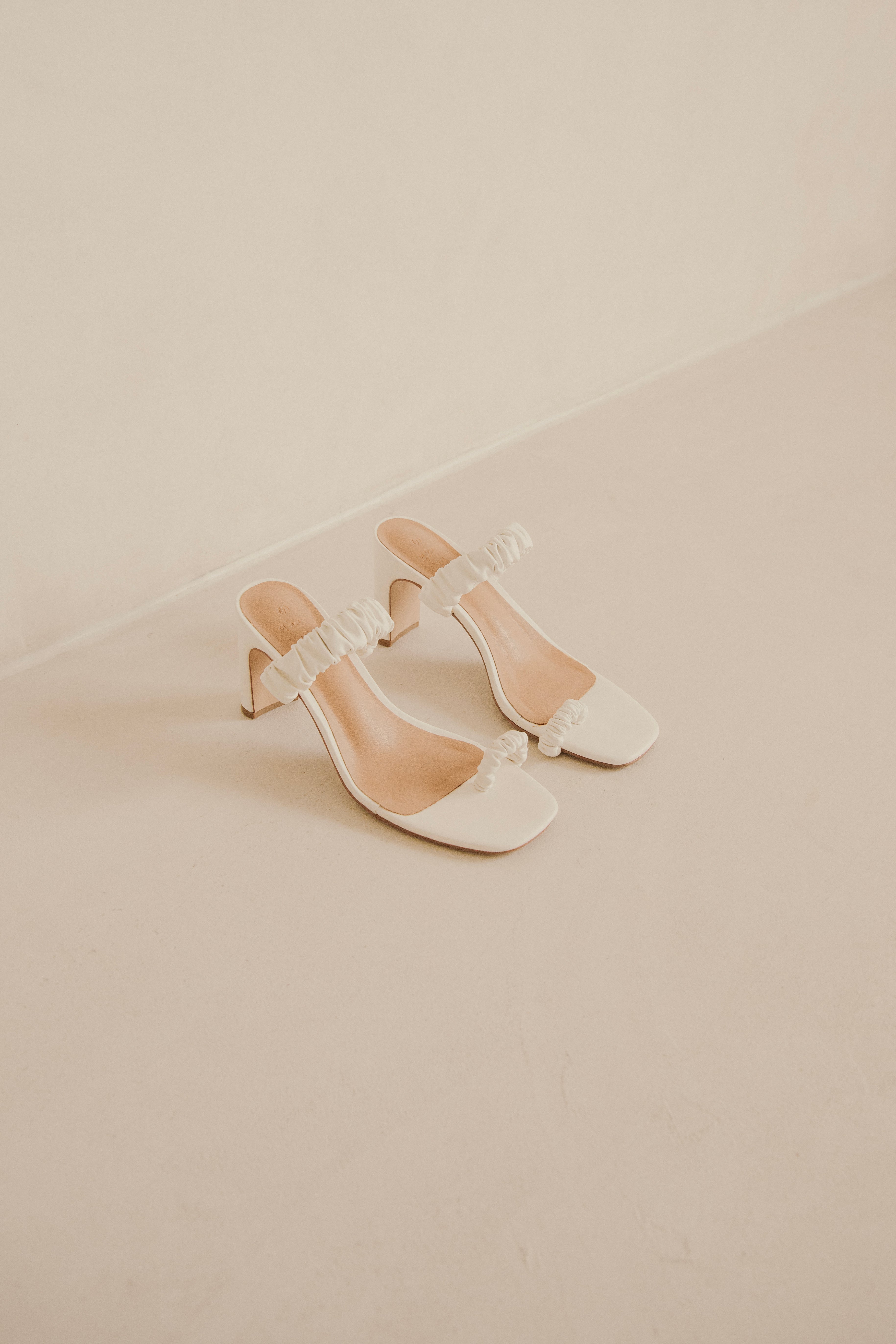 Exclusively Designed White Vegan Leather Catalina Heels