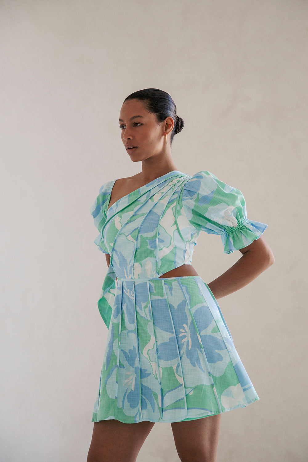 SABO LUXE Women's Jonty Puff Spring Petals Print Cotton Dress