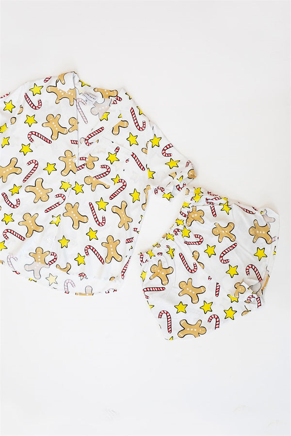 Christmas Gingerbread Themed Pajama Set for a Festive Holiday