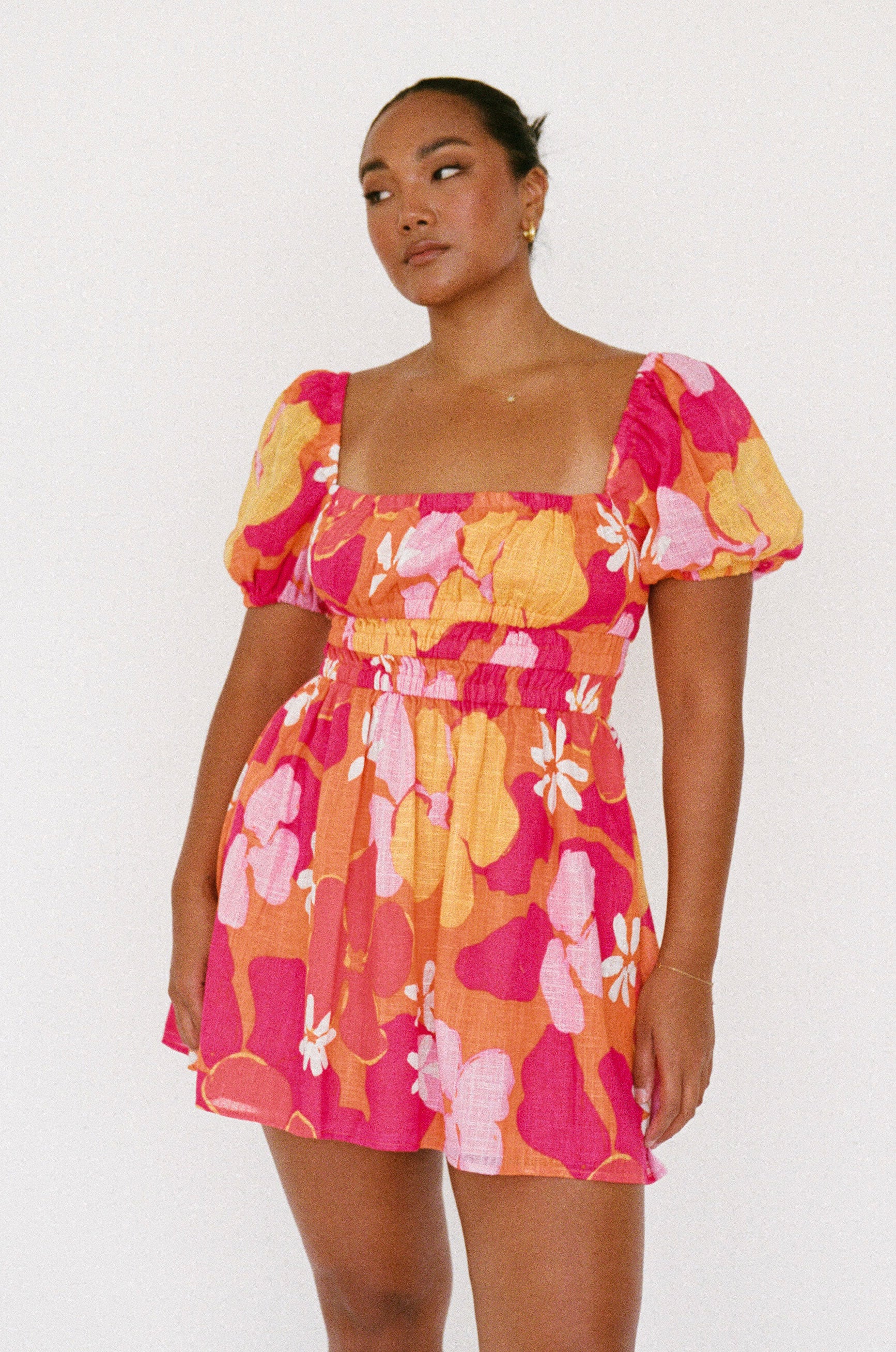 Amiyah Women's Babydoll Vacation Dress with Remi Sunset Print