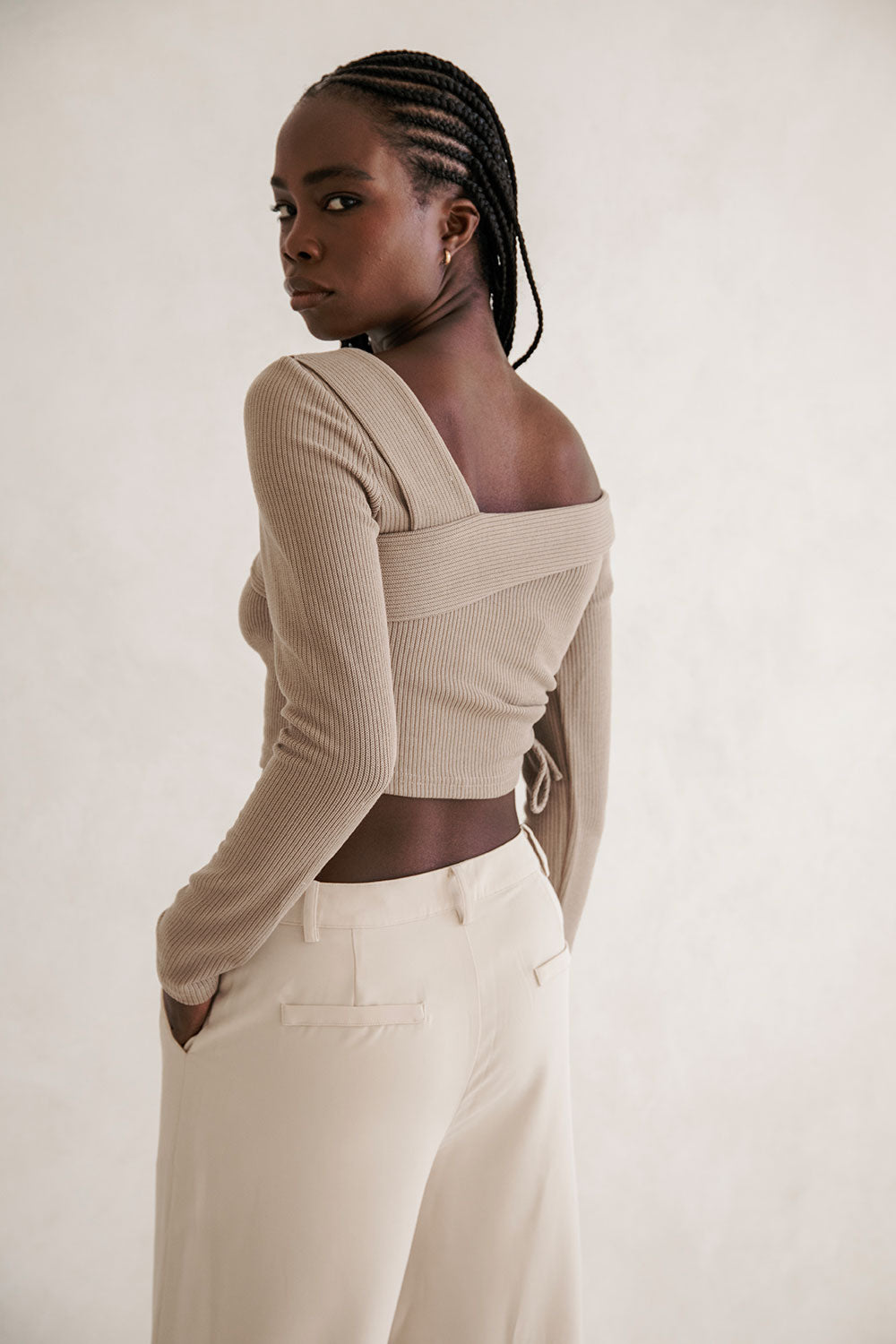 Tan Colored Chelsie Women's Stylish Knit Top