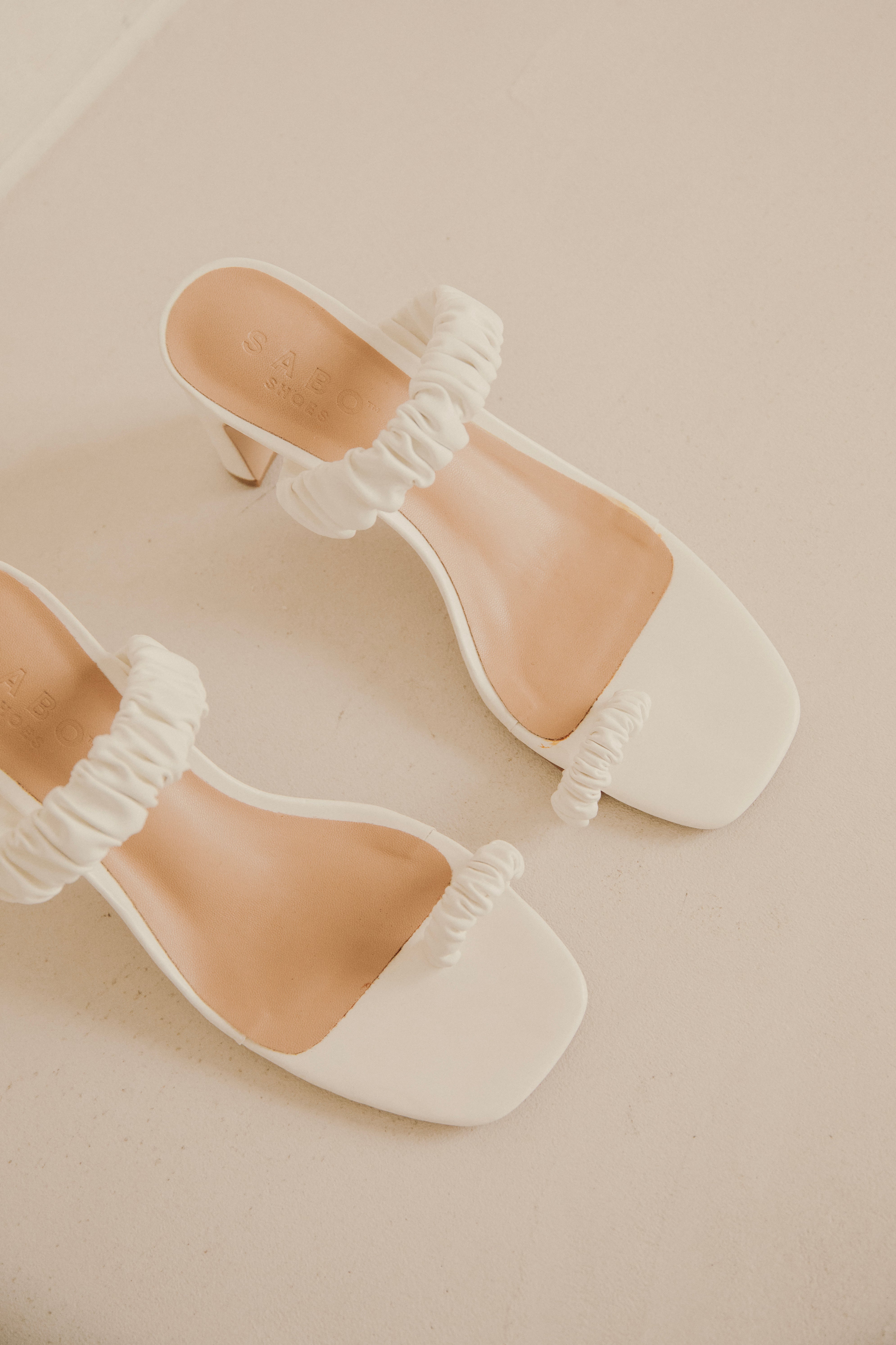 Exclusively Designed White Vegan Leather Catalina Heels