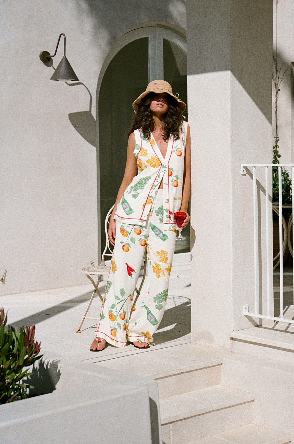 Luxurious Hand - Painted Aesta Print Izabelle Relaxed - Fit Pants