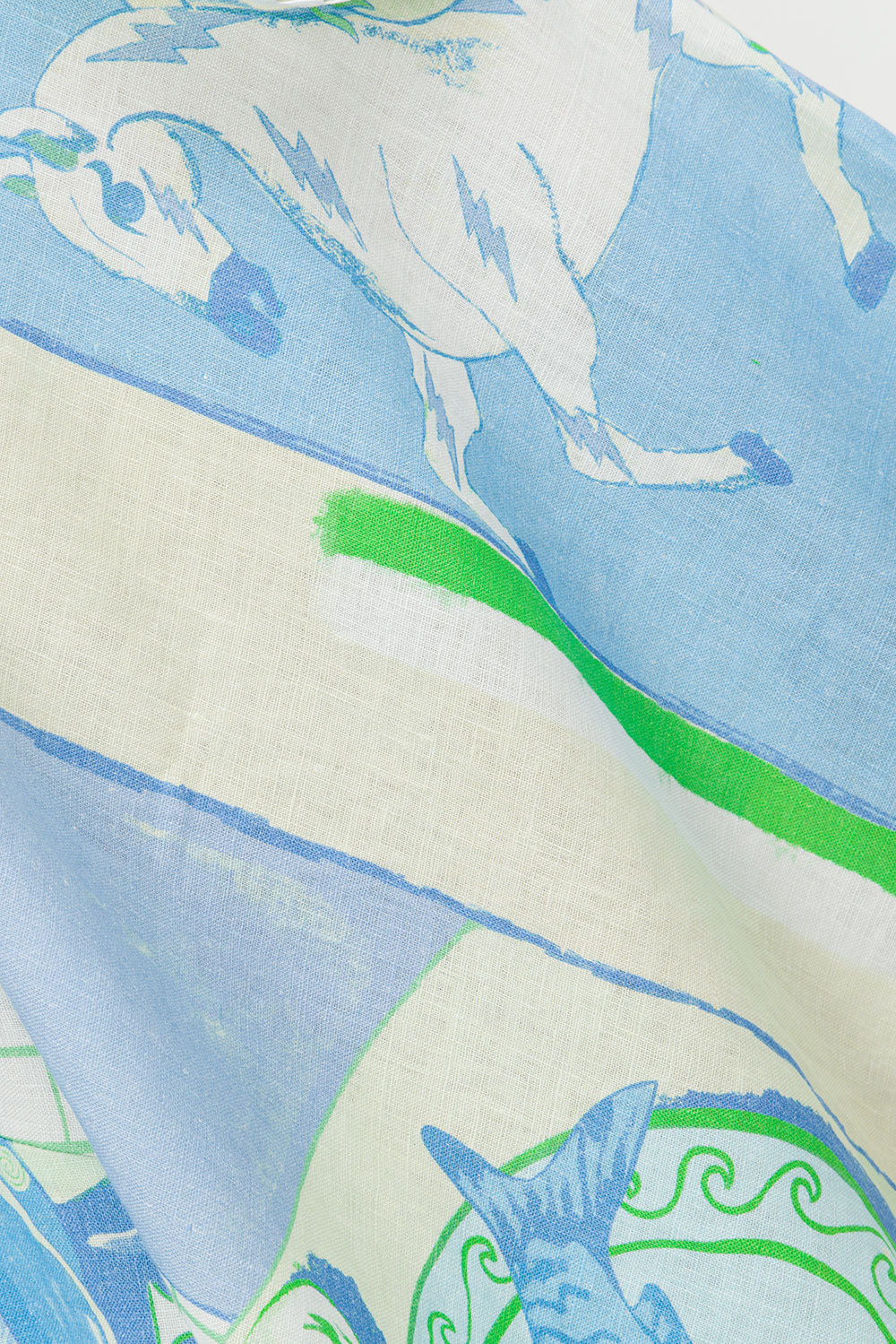High - Quality Linen Diaz Top with Theotokos Ocean Print