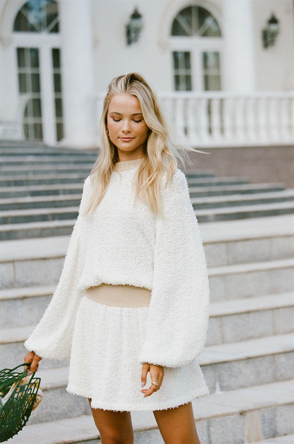 Cream-colored Fluffy Knit Liza Women's Dress