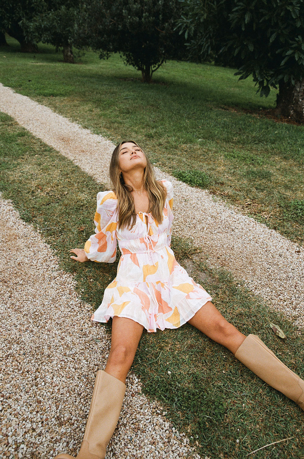 Exclusive Sunset Smudge Print Women's Nylah Dress for Seasonal Transitions