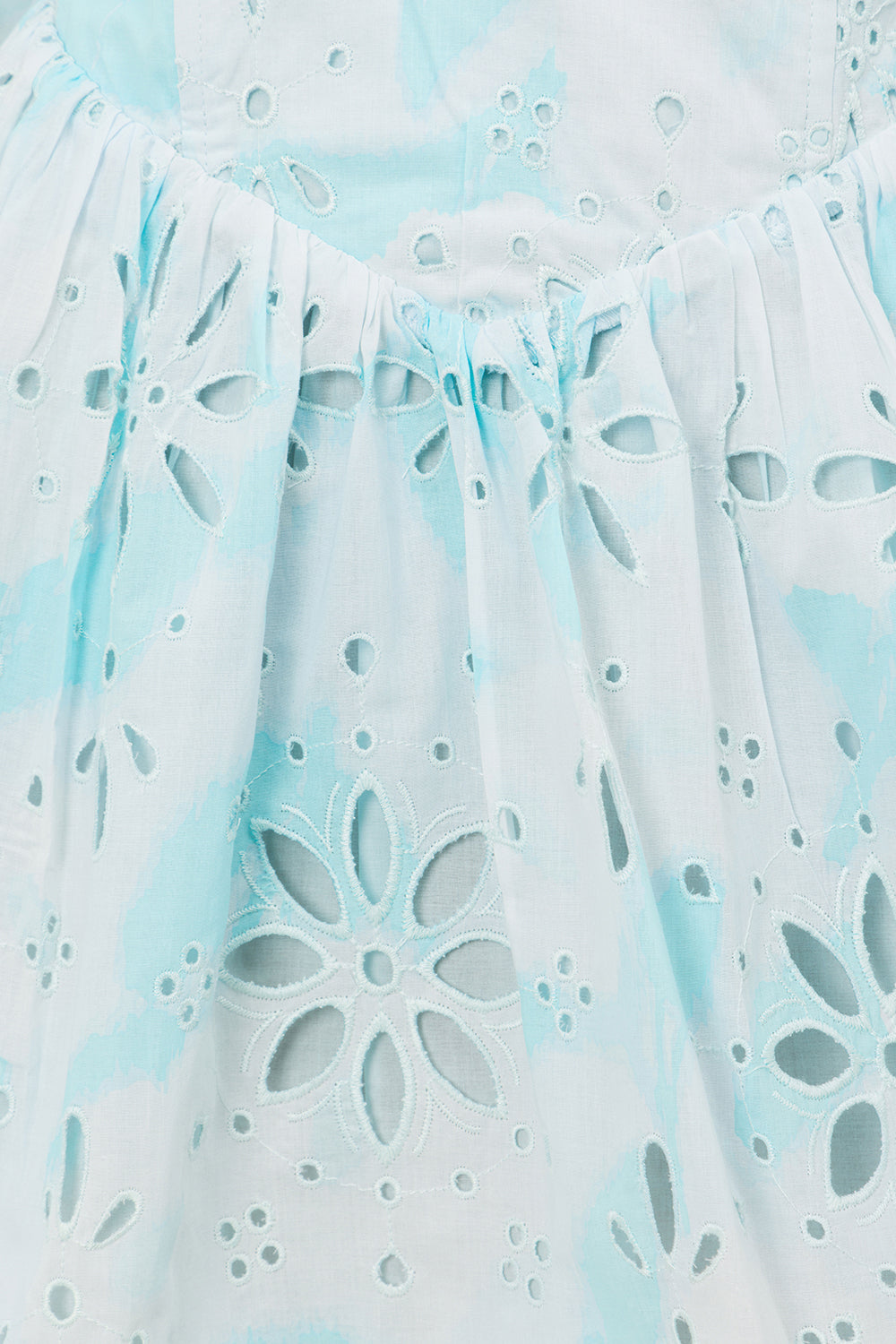 Exclusive Blue Smudged Bloom Print High - Quality Cotton Elysia Dress