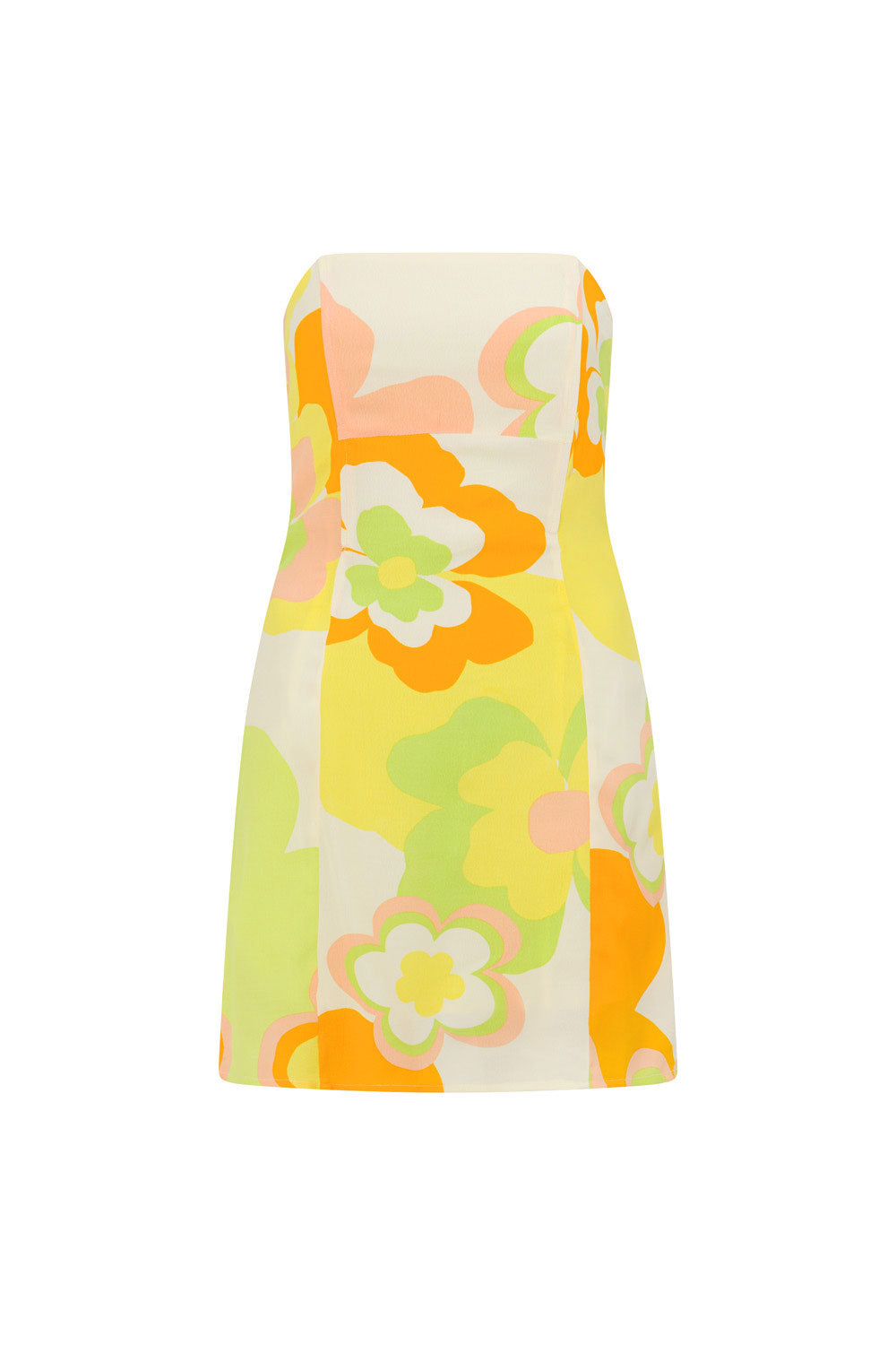 Exclusive Retro Bloom Viscose Crepe Strapless Mini Lavina Party Dress