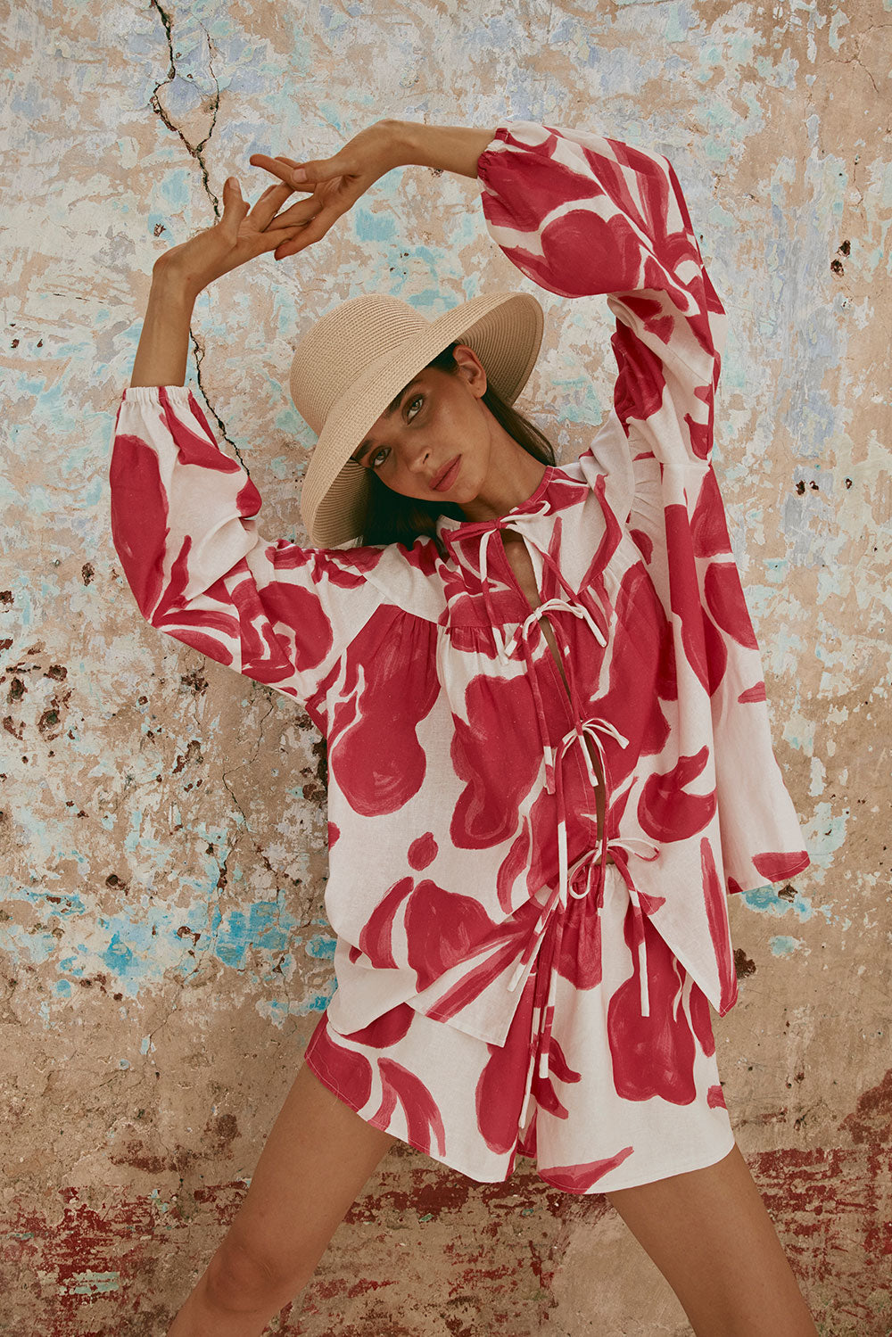 Ada Floral Printed Women's Boxy Mina Top for Vacation