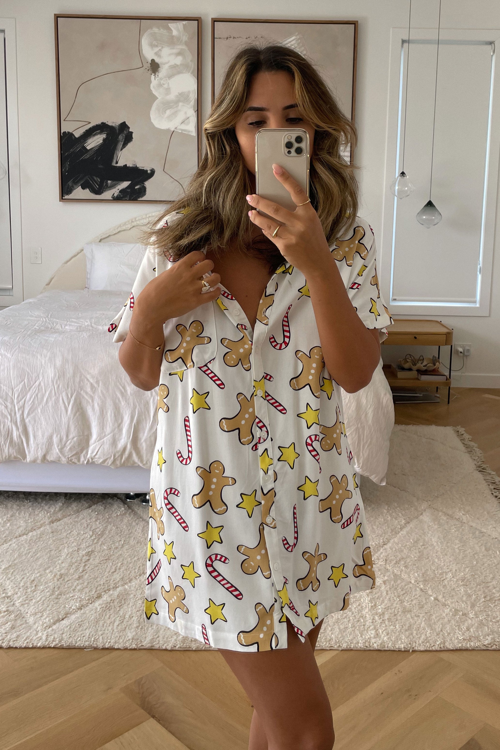 Festive Gingerbread-Print Women's Dress for Christmas