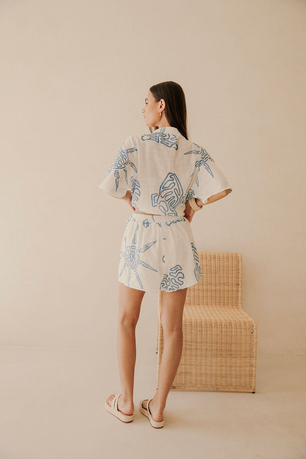 Exclusive Evoke Blue Seona High - Waisted Elasticated Shorts