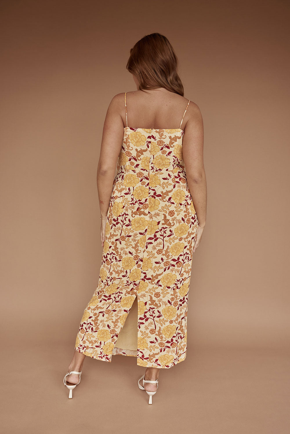 Exclusive Vintage Floral Haze High - Quality Crepe Haven Midi Dress