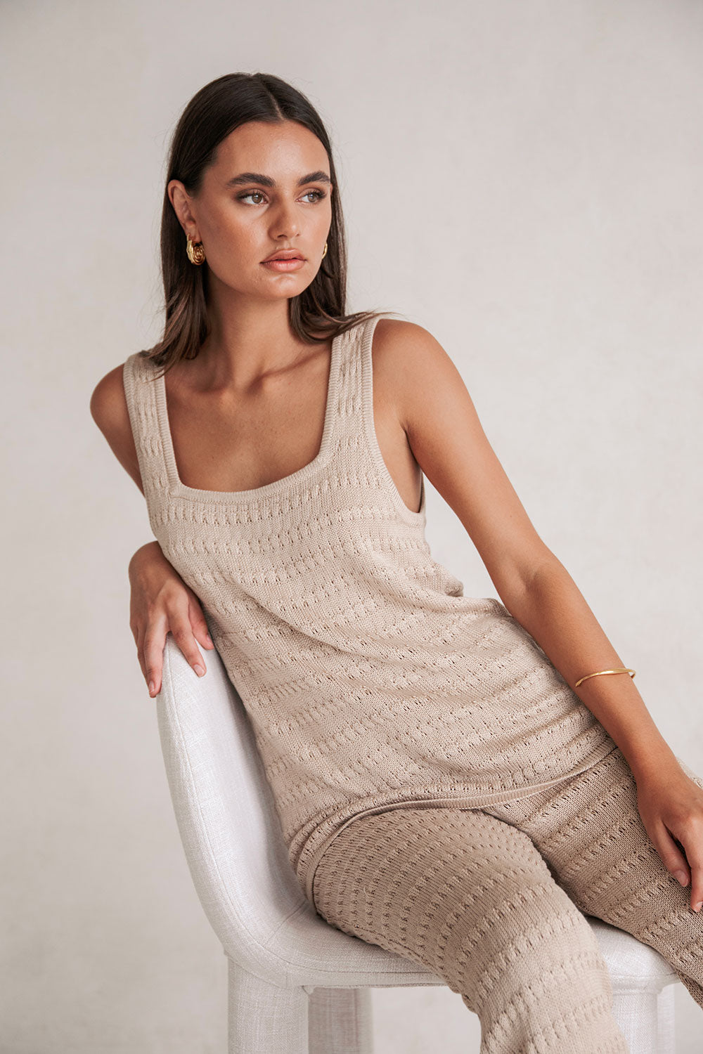 Stylish Toffee-colored Ari Knitted Tank Top