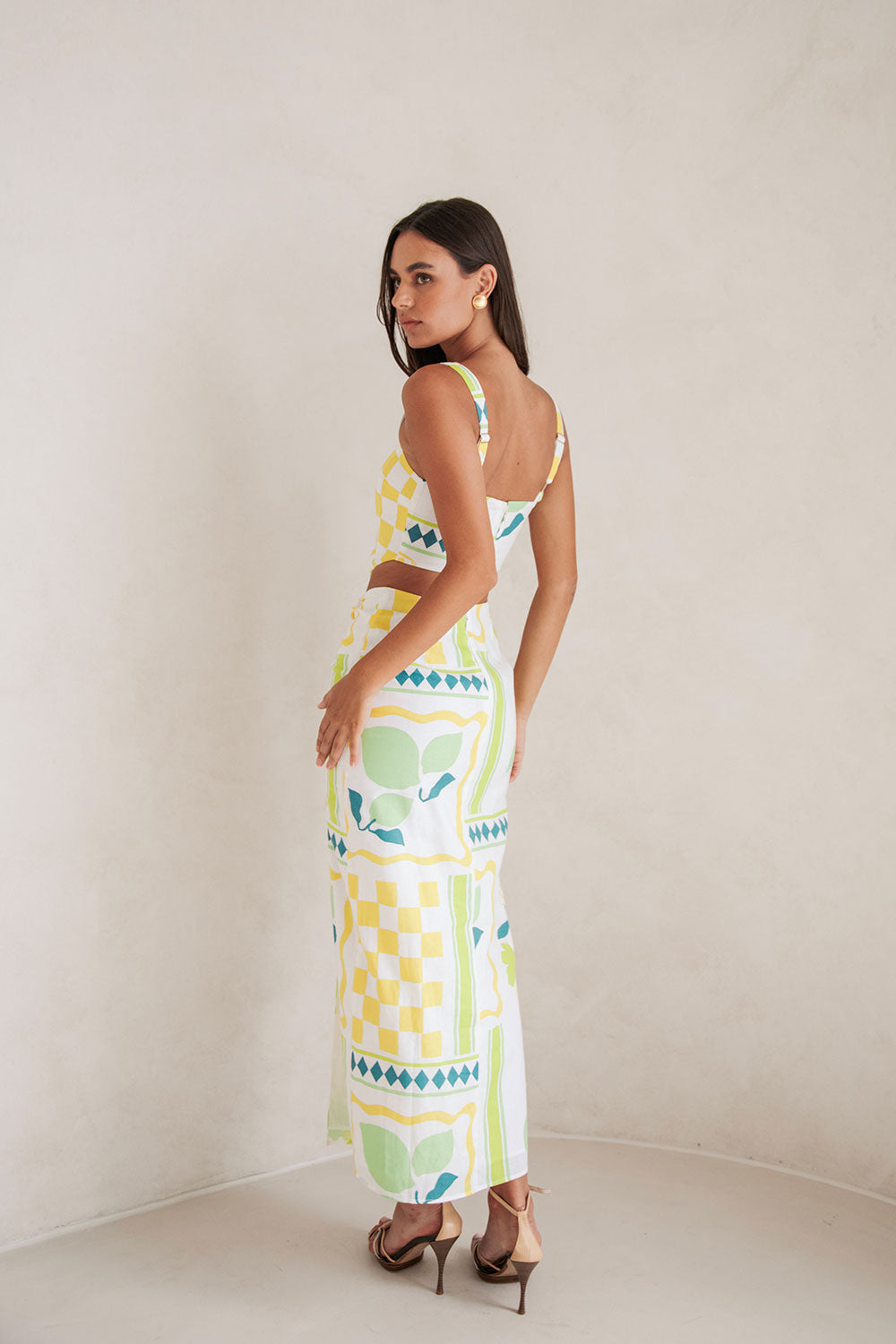 SAMPLE - Women's Prego Verde Pluto Midi Skirt, a Unique Fashion Piece