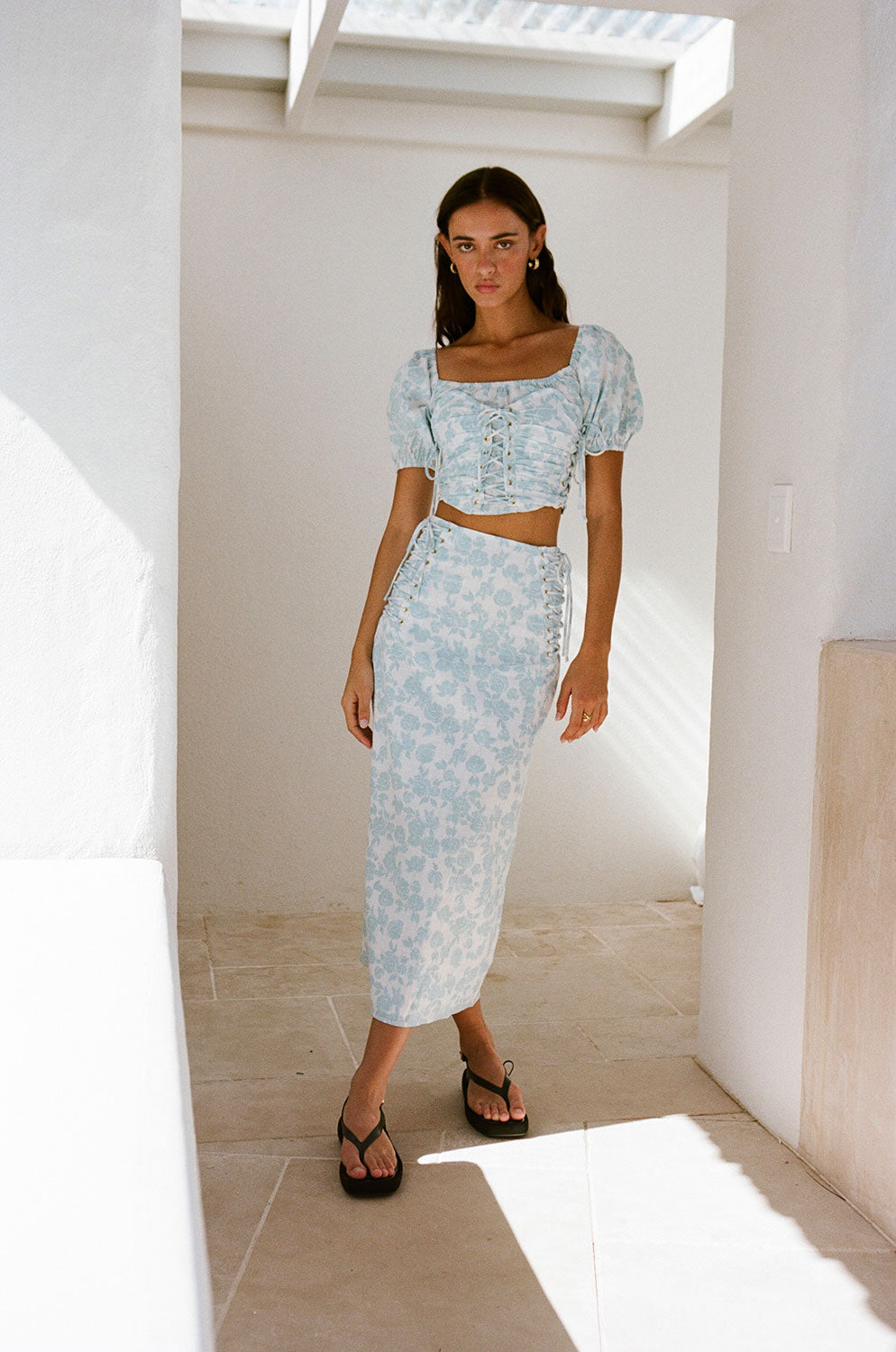 Fashionable Didi Lace - Up Skirt in Story Book Rose Color, a Unique Fashion Item