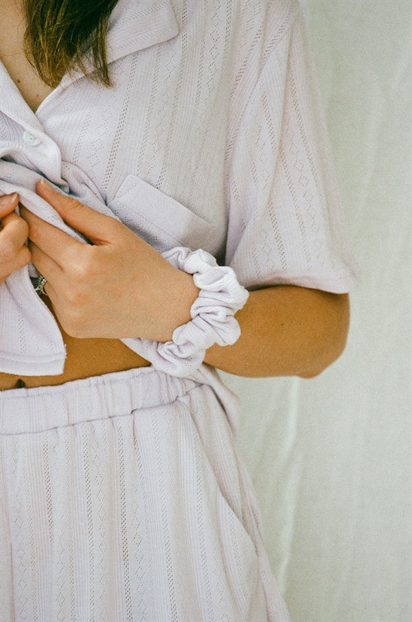 Soft Lilac Jersey Fabric Hair Scrunchie - Ideal for PJ Sets