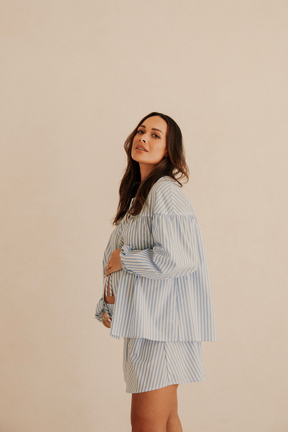 Sky Blue and White Striped Summer Pennie Women's Top