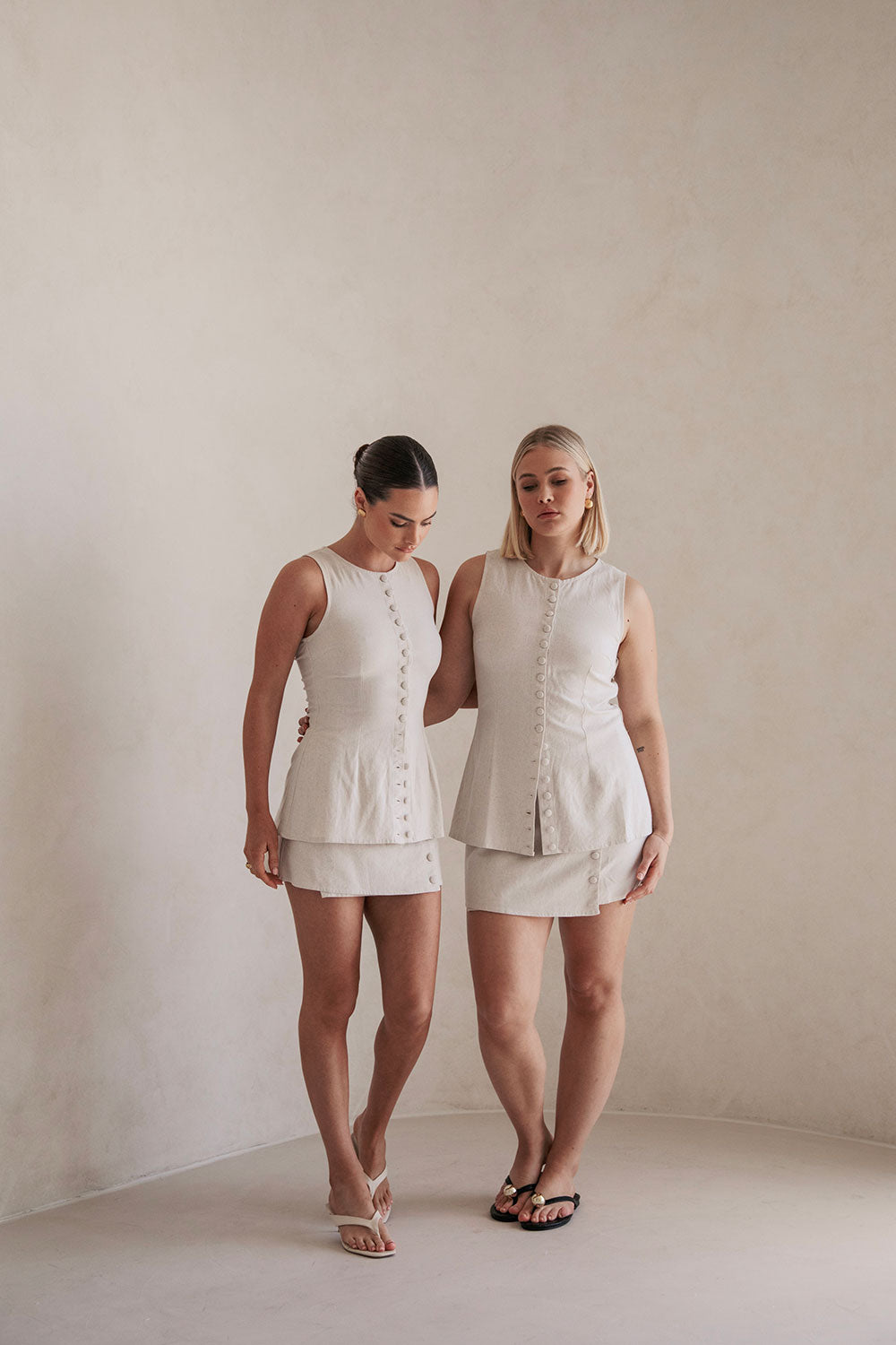 Exclusively Designed Rivia High - Neck Cotton Ramie Blend Top