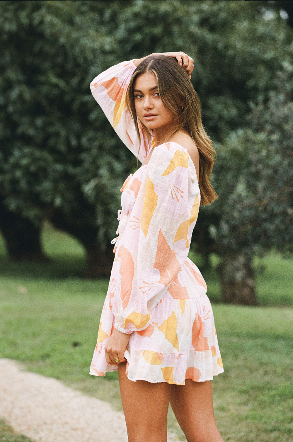 Exclusive Sunset Smudge Print Women's Nylah Dress for Seasonal Transitions