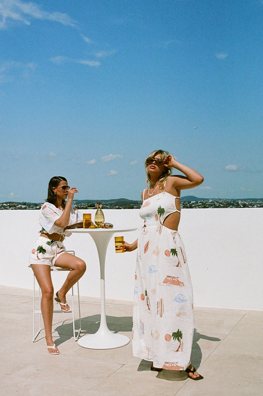 Exclusive Sabo Surf Print Backless Axelle Cotton Cheesecloth Dress