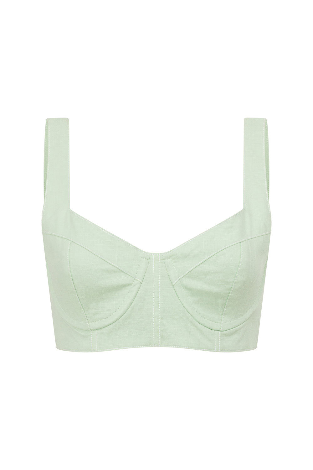 Mint Green Natural Cotton Adjustable Dien Top with Contrast Stitching