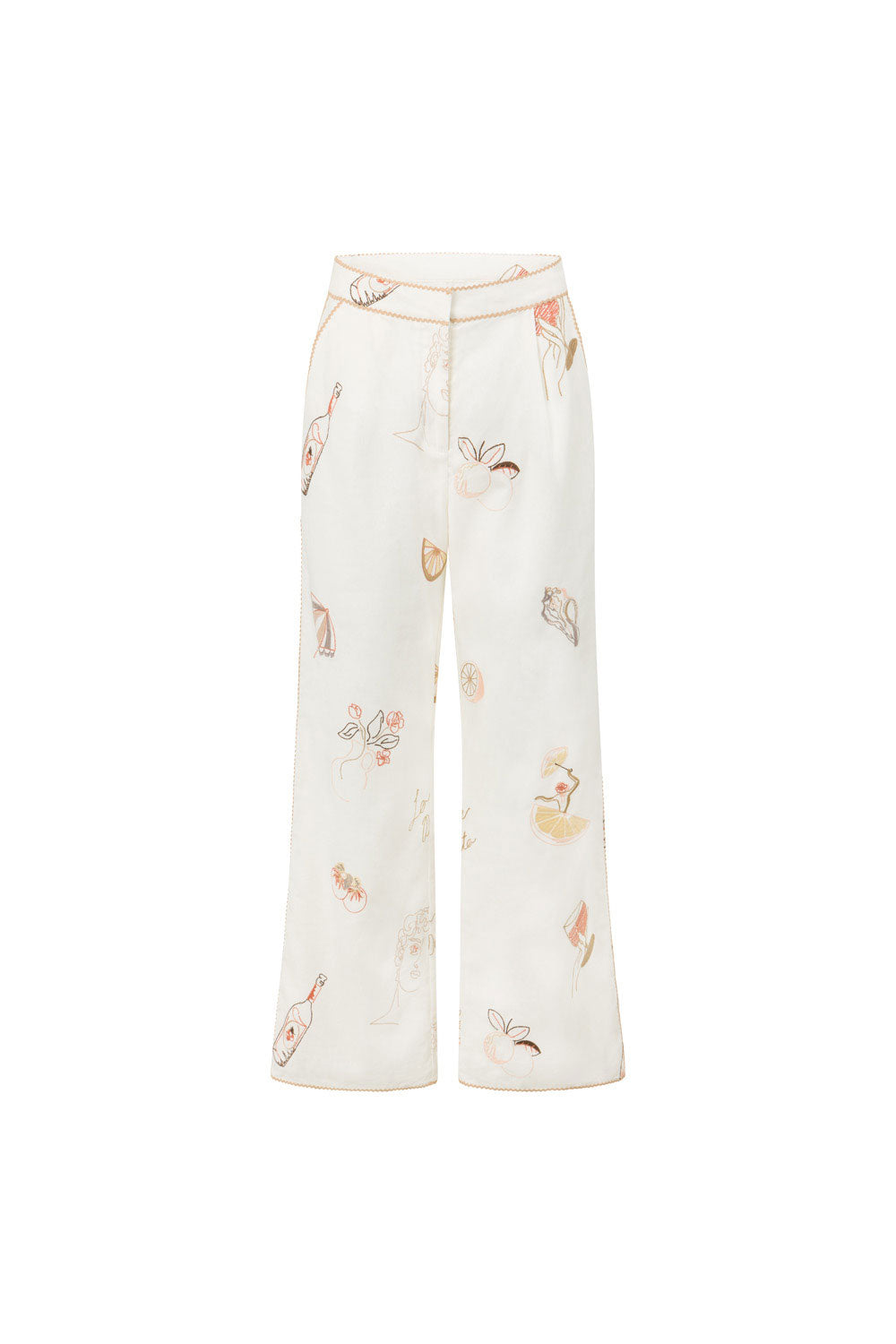 Exclusive Summer '25 Paradise Cove Linen Cotton Blend High Waisted Wide Leg Pants - Serenita