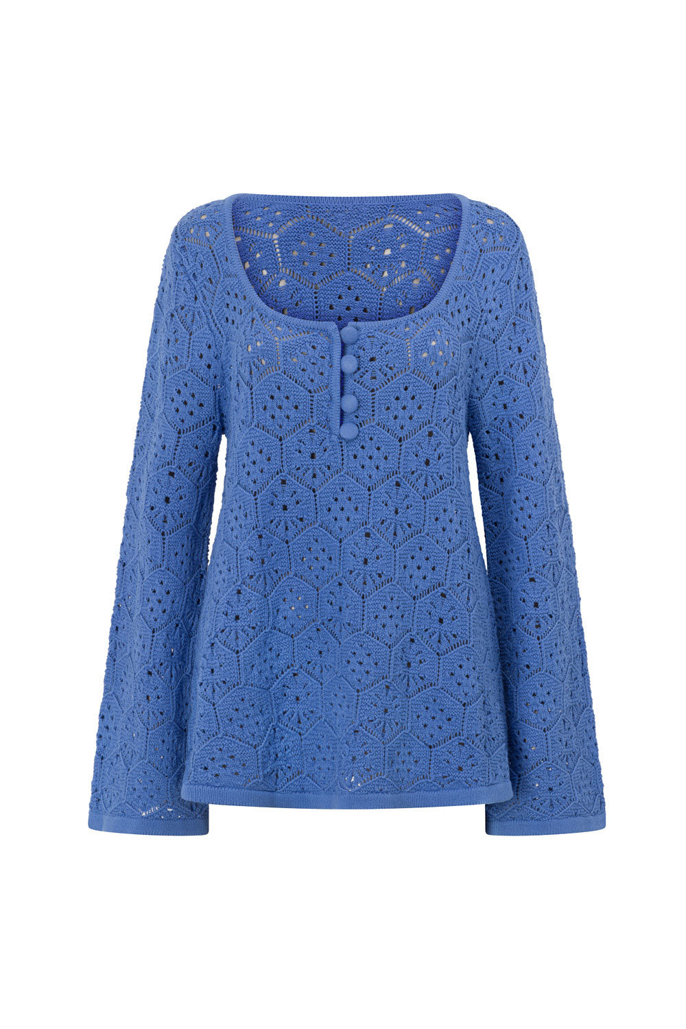 Stylish Alivia Women's Cotton Diamond Knit Top in Blue